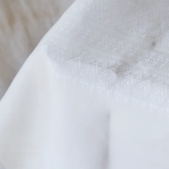 (ผ้าชุด) ไหมแพรวาทอมือ ขนาด 500x73ซม. สีขาวมะลิ รหัส P10-CT-103059