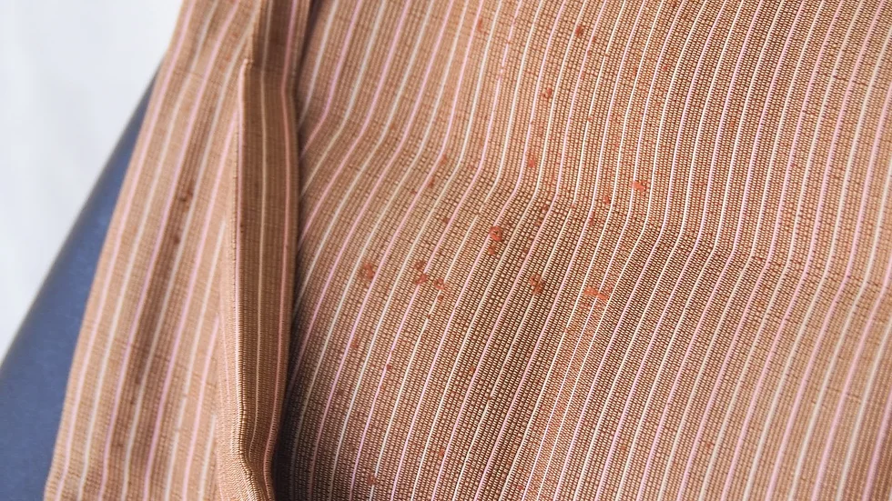 ผ้าไหม ลายริ้ว ไหมแท้ multicolor สีน้ำตาลอิฐ ขายตามความยาวหลา รหัส MC-CT-102428