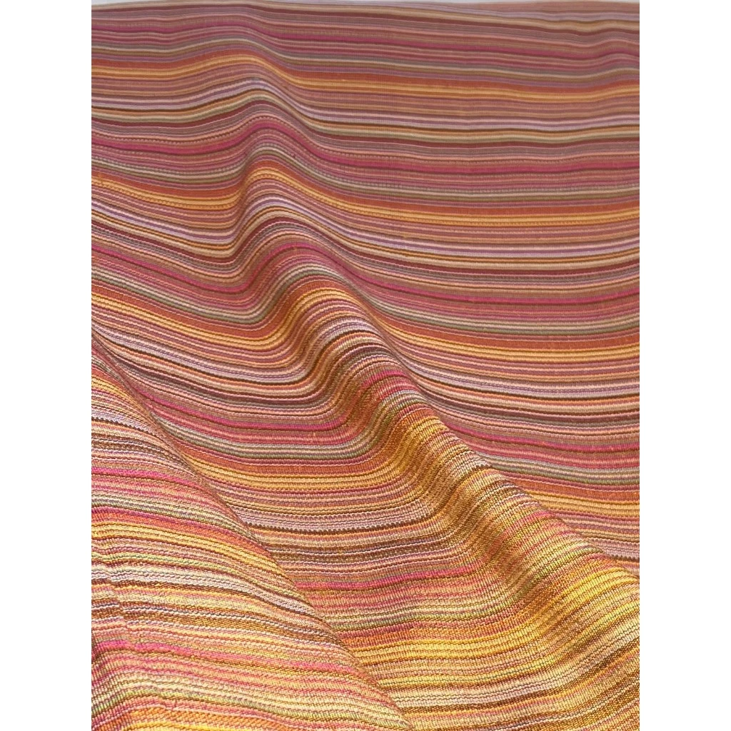 ผ้าไหม ลายริ้ว ไหมแท้ multicolor สีเหลือง (ราคาต่อหลา) รหัส MC-76-P4049