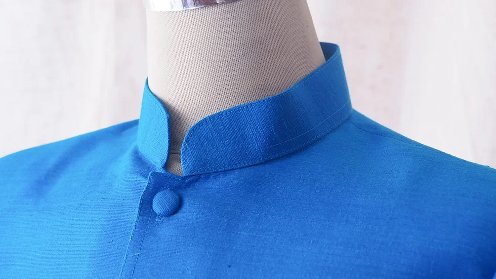 เสื้อสูทซาฟารี สูทคอจีน ทรงพระราชทาน ไหมแท้ สีฟ้า รหัส DM-CT03016610