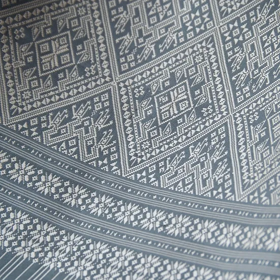 (ผ้าชุด) ไหมแพรวาทอมือ ขนาด 500x73ซม. สีเทาหัวเป็ดอ่อน รหัส P10-CT-103058