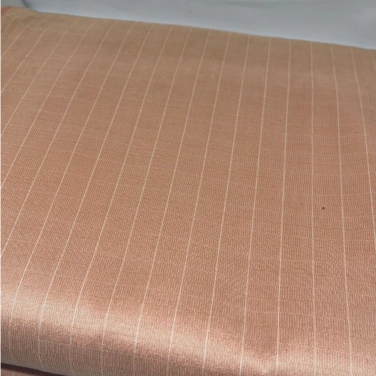 ผ้าไหมลายริ้ว เนื้อเรียบ สีส้มเปลือกไข่ (ราคาต่อหลา) รหัส A8-76-3673