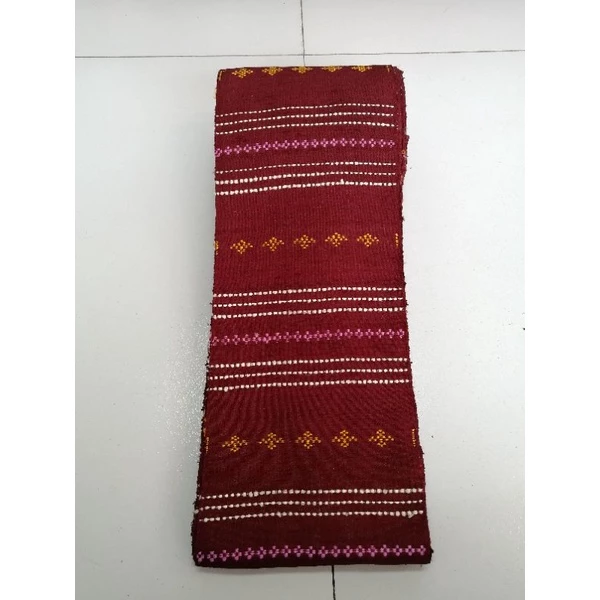 หัวซิ่นไหมแท้ จก ขิด ด้วยไหม สีแดง รหัส WN-119-042268164