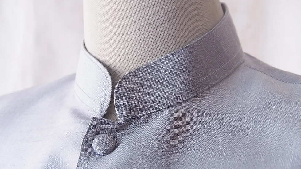 เสื้อสูทซาฟารี สูทคอจีน ทรงพระราชทาน ไหมแท้ สีเทาเงิน รหัส DM-CT0301666