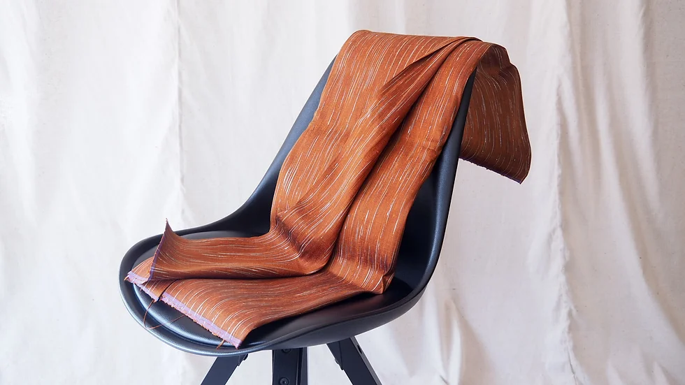 ผ้าไหม ลายริ้ว ไหมแท้ multicolor สีส้มอิฐ SKU-45669 (ราคาต่อหลา) รหัส MC-CT-102422