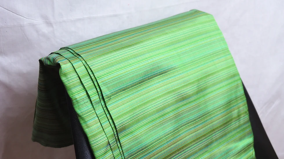 ผ้าไหม ลายริ้ว ไหมแท้ multicolor สีเขียวอมฟ้า ขายตามความยาวหลา รหัส MC-CT-100692