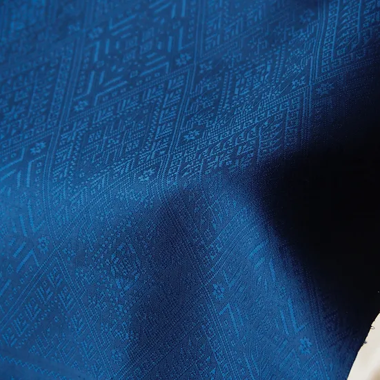 (ผ้าชุด) ไหมแพรวาทอมือ ขนาด 500x73ซม. สีน้ำเงินเข้ม รหัส P10-CT-103061