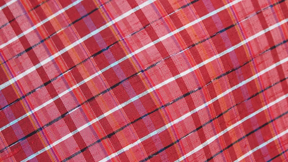 ผ้าไหม ลายสก็อต ไหมแท้ เนื้อหยาบนุ่ม สีคละสี ขายตามความยาวหลา รหัส A9-CT-100244