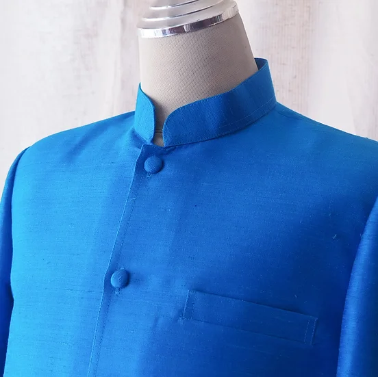เสื้อสูทซาฟารี สูทคอจีน ทรงพระราชทาน ไหมแท้ สีฟ้า รหัส DM-CT03016610