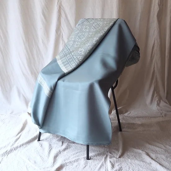 (ผ้าชุด) ไหมแพรวาทอมือ ขนาด 500x73ซม. สีเทาหัวเป็ดอ่อน รหัส P10-CT-103058