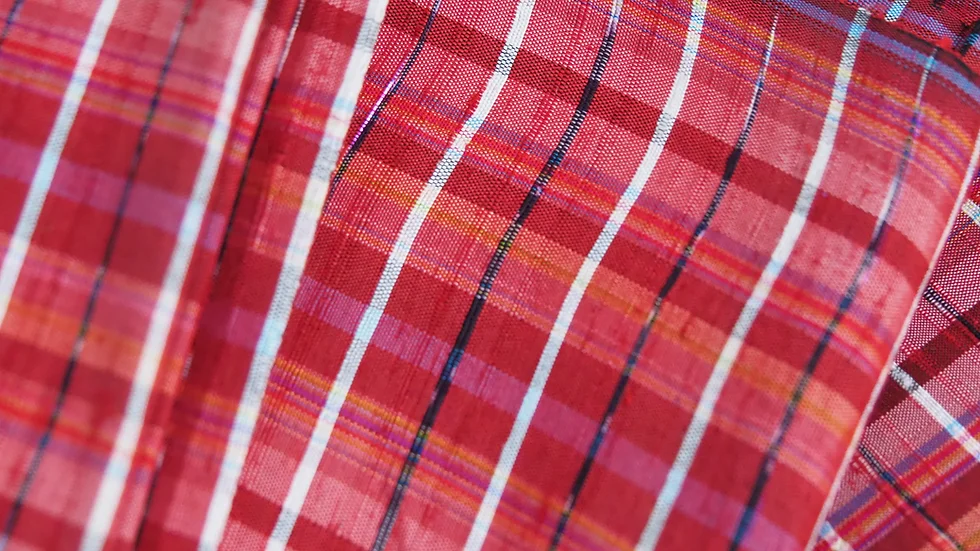 ผ้าไหม ลายสก็อต ไหมแท้ เนื้อหยาบนุ่ม สีคละสี ขายตามความยาวหลา รหัส A9-CT-100244