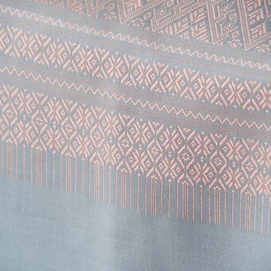 (ผ้าชุด) ไหมแพรวาทอมือ ขนาด 500x73ซม. สีเทาฟ้า รหัส P10-CT-103062