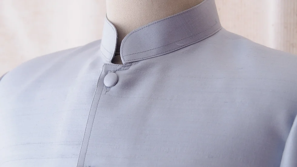 เสื้อสูทซาฟารี สูทคอจีน ทรงพระราชทาน ไหมแท้ สีฟ้าอ่อน รหัส DM-CT0301663