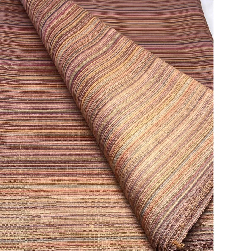 ผ้าไหม ลายริ้ว ไหมแท้ multicolor สีน้ำตาล ขายตามความยาวหลา รหัส MC-76-P4400