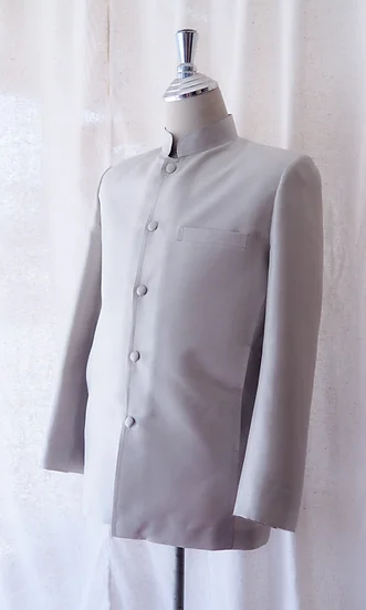 เสื้อสูทซาฟารี สูทคอจีน ทรงพระราชทาน ไหมแท้ สีเทาอ่อน รหัส DM-CT0301662