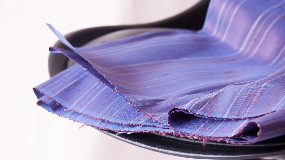 ผ้าไหม ลายริ้ว ไหมแท้ multicolor สีน้ำเงินคราม ขายตามความยาวหลา รหัส MC-CT-102258