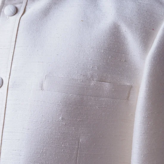 เสื้อสูทซาฟารี สูทคอจีน ทรงพระราชทาน ไหมแท้ สีขาว รหัส DM-CT030166155