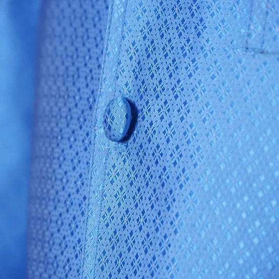 เสื้อซาฟารี คอปก ลูกแก้ว ทรงซาฟารี เฉดสีฟ้า รหัส DT-CT100711