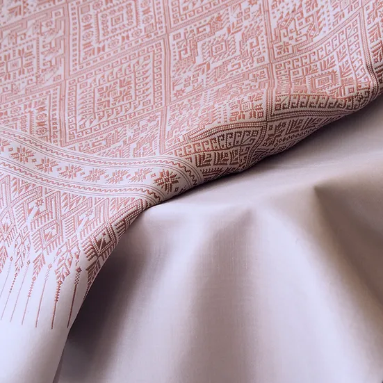 (ผ้าชุด) ไหมแพรวาทอมือ ขนาด 500x73ซม. สีเทาม่วงอมน้ำตาล รหัส P10-CT-103060