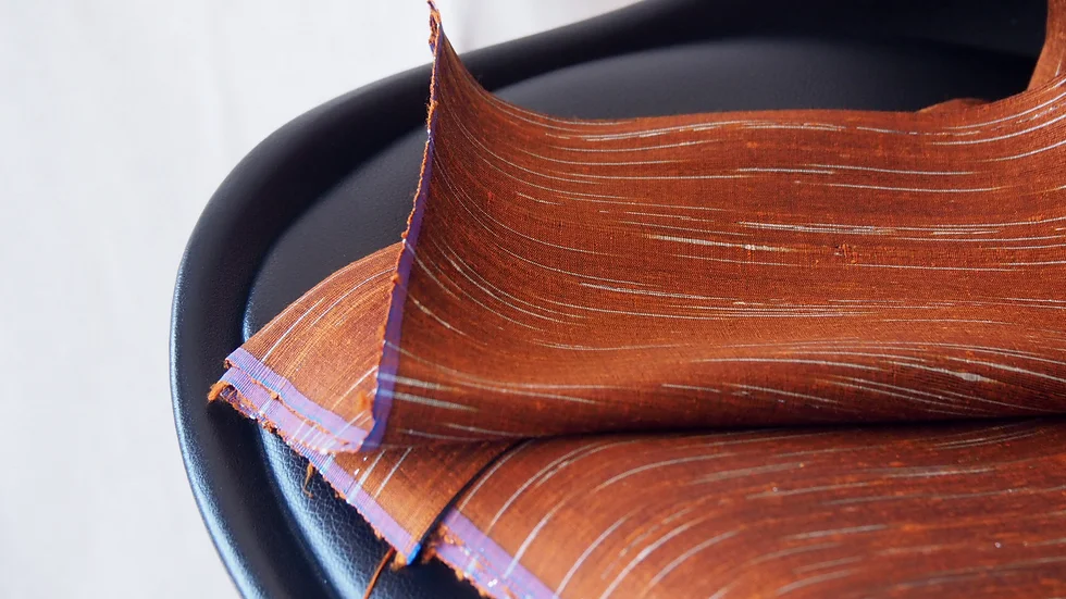 ผ้าไหม ลายริ้ว ไหมแท้ multicolor สีส้มอิฐ SKU-45669 (ราคาต่อหลา) รหัส MC-CT-102422