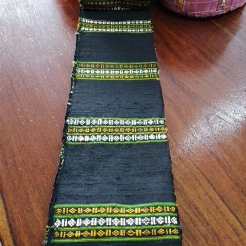 หัวซิ่นลายขิด จก ยกดอก ไหมแท้ทอมือ สีดำ รหัส WN-119-042268166