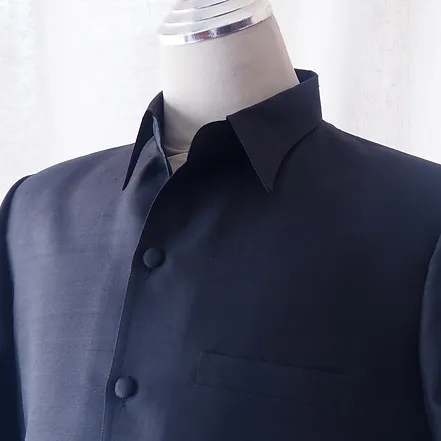 เสื้อซาฟารี คอปก ผ้าพื้น เฉดสีดำ รหัส DS-CT 102111