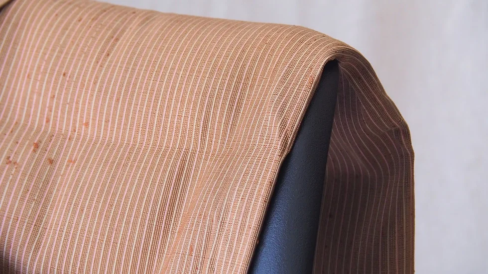 ผ้าไหม ลายริ้ว ไหมแท้ multicolor สีน้ำตาลอิฐ ขายตามความยาวหลา รหัส MC-CT-102428