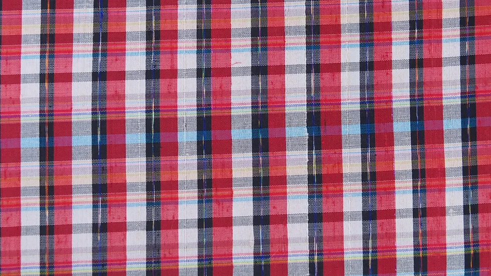 ผ้าไหม ลายสก็อต ไหมแท้ เนื้อหยาบนุ่ม สีคละสี ขายตามความยาวหลา รหัส A9-CT-100245