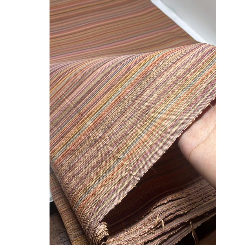 ผ้าไหม ลายริ้ว ไหมแท้ multicolor สีน้ำตาล ขายตามความยาวหลา รหัส MC-76-P4400