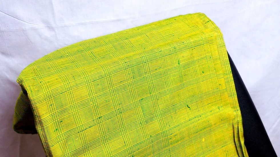 ผ้าไหม ลายริ้ว ไหมแท้ multicolor สีเขียวมะนาว ขายตามความยาวหลา รหัส MC-CT-100687