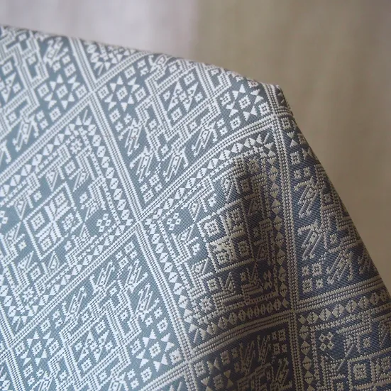 (ผ้าชุด) ไหมแพรวาทอมือ ขนาด 500x73ซม. สีเทาหัวเป็ดอ่อน รหัส P10-CT-103058