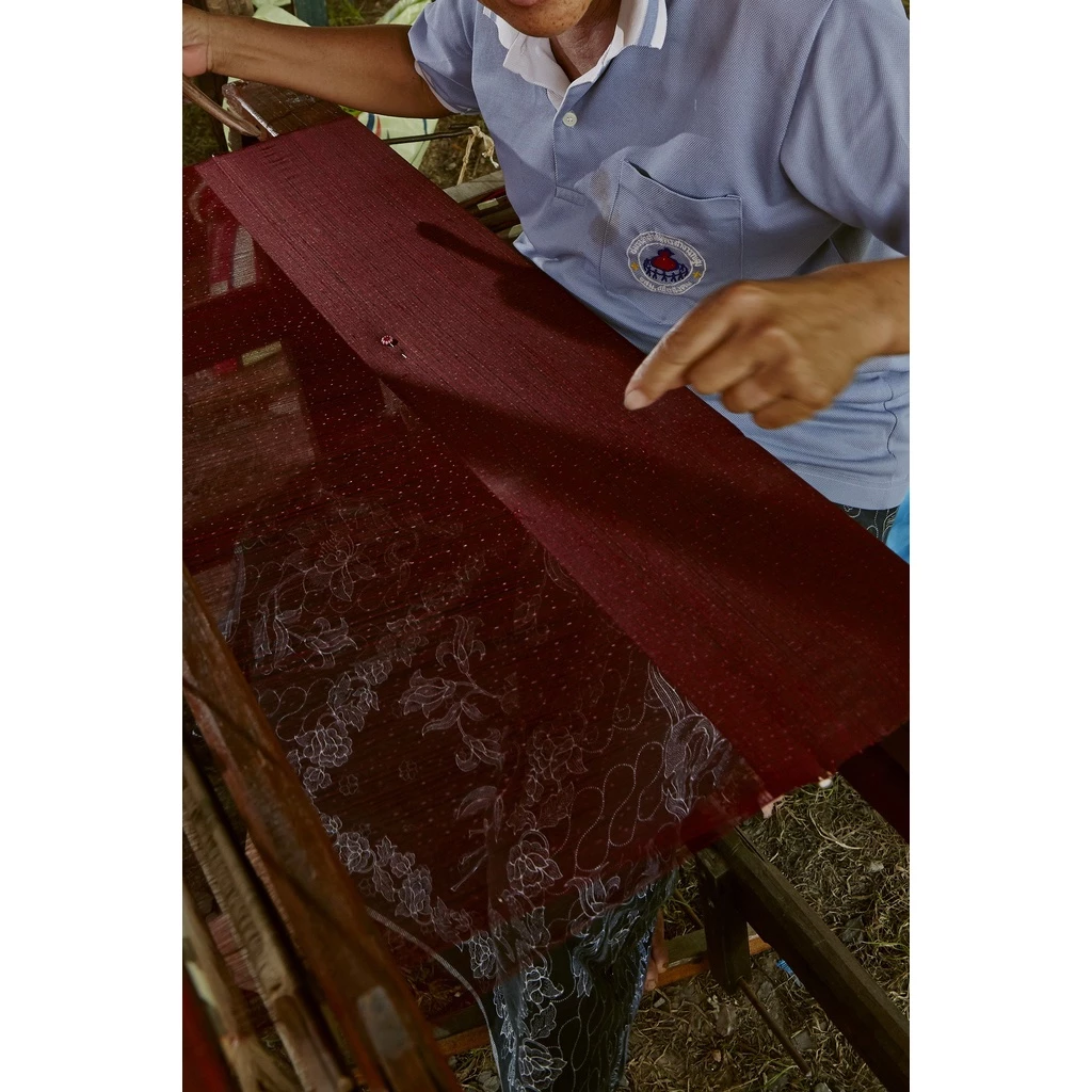 ผังทองเหลือง ผังเครือหูก จันเตือล ทอผ้า ผ้าไหม หน้าผ้า 1 คู่ รหัส 76-2-091667137