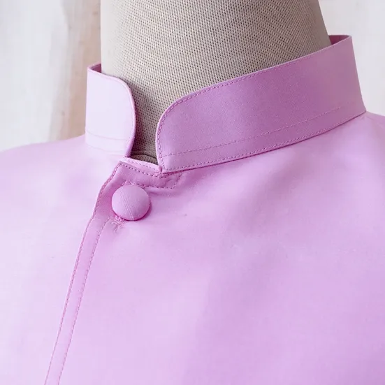 เสื้อสูทคอพระราชทาน แขนยาว เนื้อเรียบ สีชมพูอ่อน รหัส DM-CT-102842