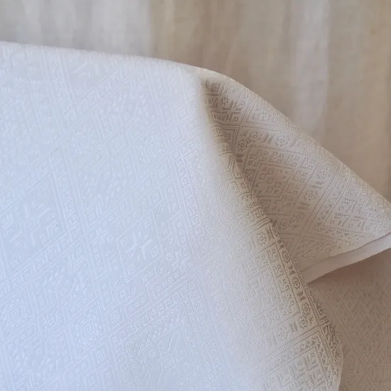 (ผ้าชุด) ไหมแพรวาทอมือ ขนาด 500x73ซม. สีขาวมะลิ รหัส P10-CT-103059