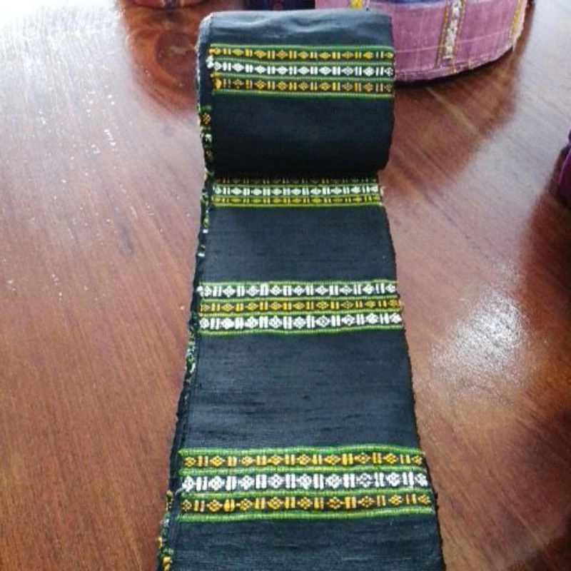 หัวซิ่นลายขิด จก ยกดอก ไหมแท้ทอมือ สีดำ รหัส WN-119-042268166