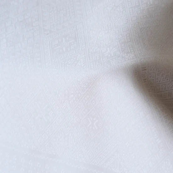 (ผ้าชุด) ไหมแพรวาทอมือ ขนาด 500x73ซม. สีขาวมะลิ รหัส P10-CT-103059